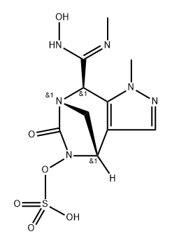 (4S,7S,8R)-8-((Z)-N'-hydroxy-N-methylcarbamimidoyl)-1-methyl-6-oxo-4,8-dihydro-1H-4,7-methanopyrazolo[3,4-e][1,3]diazepin-5(6H)-yl hydrogen sulfate Structure