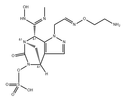 (4R,7R,8S)-1-((E)-2-((2-aminoethoxy)imino)ethyl)-8-((Z)-N'-hydroxy-N-methylcarbamimidoyl)-6-oxo-4,8-dihydro-1H-4,7-methanopyrazolo[3,4-e][1,3]diazepin-5(6H)-yl hydrogen sulfate Structure