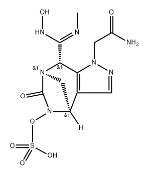 (4R,7R,8S)-1-(2-amino-2-oxoethyl)-8-((Z)-N'-hydroxy-N-methylcarbamimidoyl)-6-oxo-4,8-dihydro-1H-4,7-methanopyrazolo[3,4-e][1,3]diazepin-5(6H)-yl hydrogen sulfate Structure