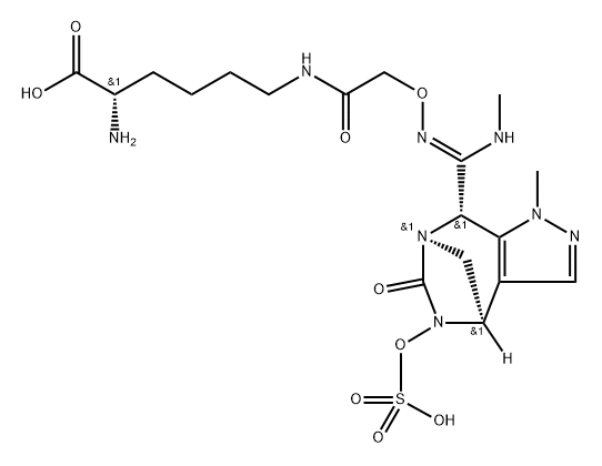 10-Oxa-7,11,13-triazatetradec-11-enoic acid, 2-amino-8-oxo-12-[(4R,7R,8S)-4,5,6,8-tetrah ydro-1-methyl-6-oxo-5-(sulfooxy)-1H-4,7- methanopyrazolo[3,4-e][1,3]diazepin-8-yl]-, (2S,11Z)-re|10-OXA-7,11,13-TRIAZATETRADEC-11-ENOIC ACID, 2-AMINO-8-OXO-12-[(4R,7R,8S)-4,5,6,8-TETRAH YDRO-1-METH