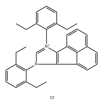 7,9-Bis(2,6-diethylphenyl)-7H-acenaphtho[1,2-d]imidazol-9-ium chloride 化学構造式