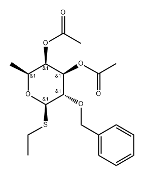 乙基 6-脱氧-2-O-(苯基甲基)-1-硫代-BETA-L-吡喃半乳糖苷二乙酸酯,254444-59-2,结构式