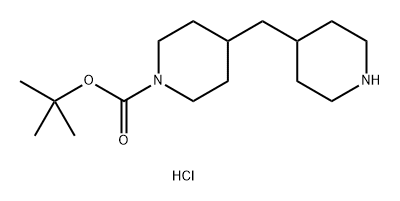 1-Piperidinecarboxylic acid, 4-(4-piperidinylmethyl)-, 1,1-dimethylethyl ester, hydrochloride (1:1) Structure