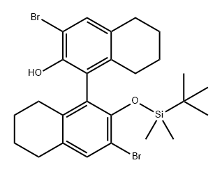 3,3'-Dibromo-2'-((tert-butyldimethylsilyl)oxy)-5,5',6,6',7,7',8,8'-octahydro-[1,1'-binaphthalen]-2-ol 化学構造式