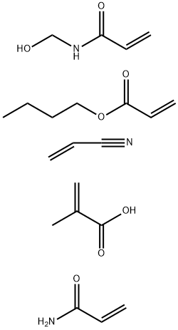2-Propenoic acid, 2-methyl-, polymer with butyl 2-propenoate, N-(hydroxymethyl)-2-propenamide, 2-propenamide and 2-propenenitrile 结构式