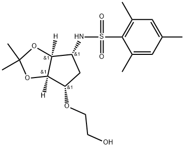 2,4,6-Trimethyl-N-(3aS,4R,6S,6aR)-tetrahydro-6-(2-hydroxyethoxy)-2,2-dimethyl-4H-cyclopenta-1,3-dioxol-4-ylbenzenesulfonamide Struktur