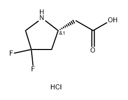 2-Pyrrolidineacetic acid, 4,4-difluoro-, hydrochloride (1:1), (2R)- Structure