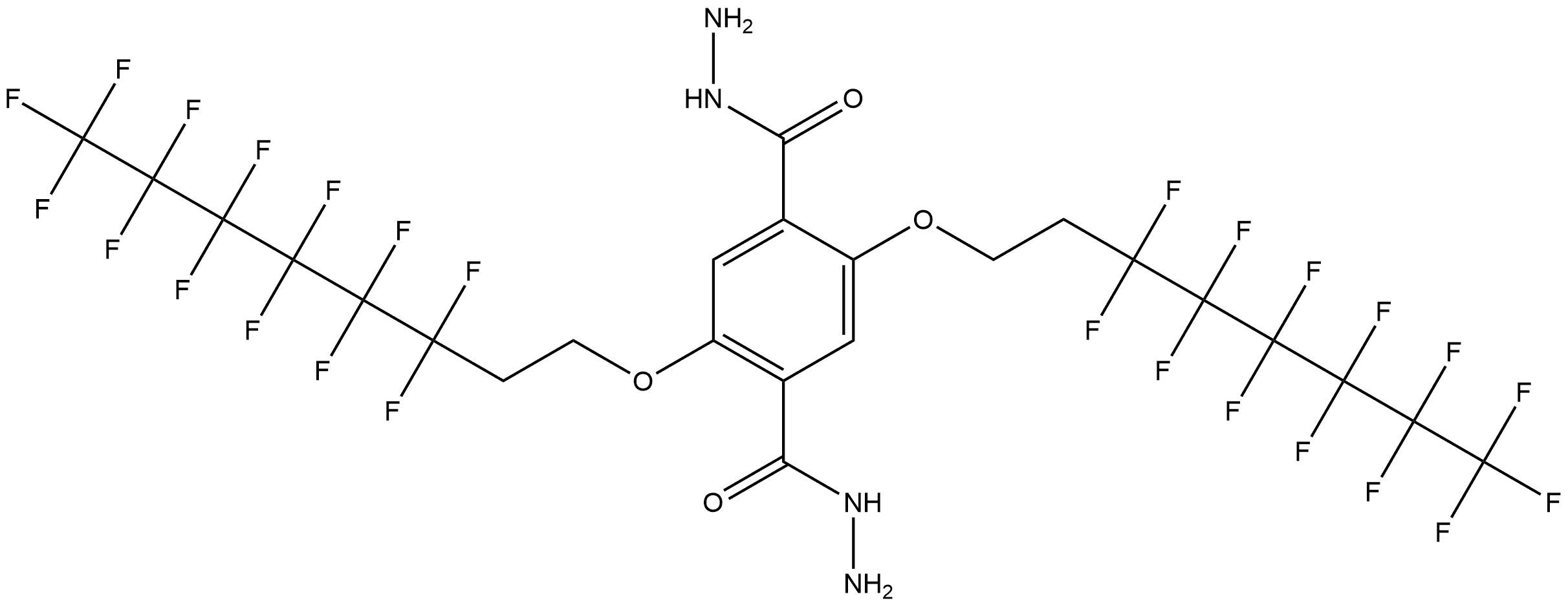 2,5-bis((3,3,4,4,5,5,6,6,7,7,8,8,8-tridecafluorooctyl)oxy)terephthalohydrazide Struktur