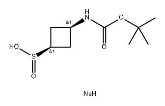 Sodium cis-3-((tert-butoxycarbonyl)amino)cyclobutane-1-sulfinate 化学構造式