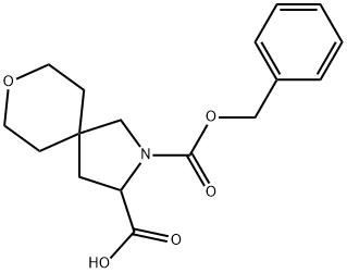 2-((benzyloxy)carbonyl)-8-oxa-2-azaspiro[4.5]decane-3-carboxylic acid Struktur