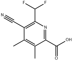 5-Cyano-6-(difluoromethyl)-3,4-dimethylpicolinic acid 化学構造式