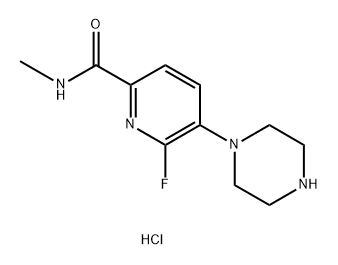 2-Pyridinecarboxamide, 6-fluoro-N-methyl-5-(1-piperazinyl)-, hydrochloride (1:2) 化学構造式
