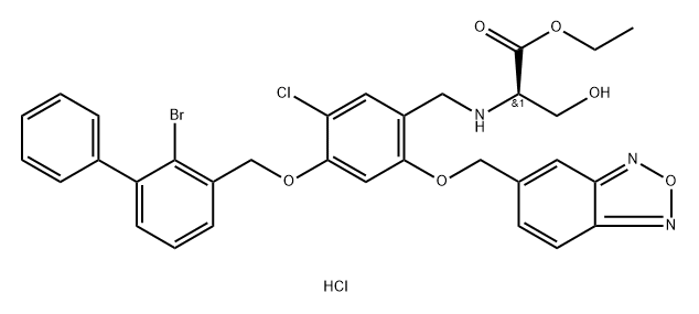D-Serine, N-[[2-(2,1,3-benzoxadiazol-5-ylmethoxy)-4-[(2-bromo[1,1'-biphenyl]-3-yl)methoxy]-5-chlorophenyl]methyl]-, ethyl ester, hydrochloride (1:1) Struktur