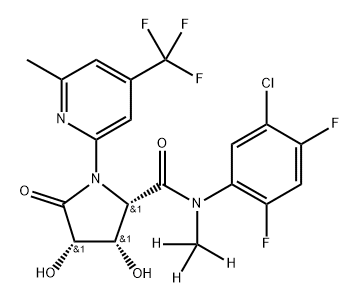 2-Pyrrolidinecarboxamide, N-(5-chloro-2,4-difluorophenyl)-3,4-dihydroxy-N-(methyl-d3)-1-[6-methyl-4-(trifluoromethyl)-2-pyridinyl]-5-oxo-, (2S,3S,4S)- Structure