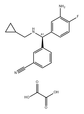 3-[(R)-(3-氨基-4-氟苯基)[(环丙基甲基)氨基]甲基]苄腈乙二醇酯,2602377-11-5,结构式