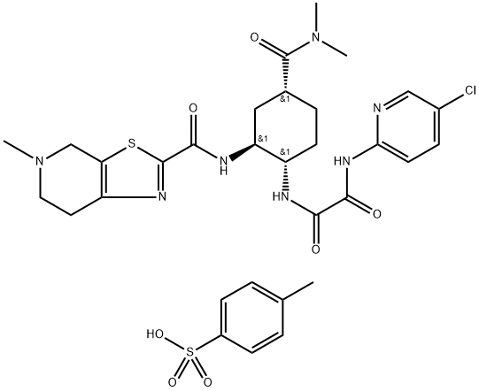 Ethanediamide, N1-(5-chloro-2-pyridinyl)-N2-[(1S,2S,4R)-4-[(dimethylamino)carbonyl]-2-[[(4,5,6,7-tetrahydro-5-methylthiazolo[5,4-c]pyridin-2-yl)carbonyl]amino]cyclohexyl]-, compd. with 4-methylbenzenesulfonate (1:1) Structure