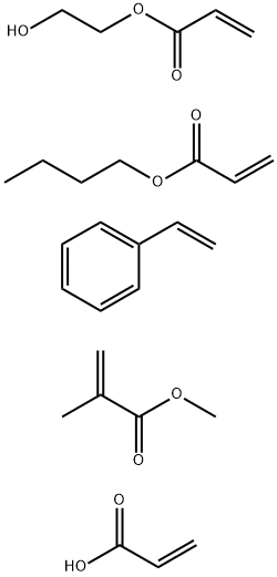 2-甲基-2-丙烯酸甲酯与2-丙烯酸丁酯、乙烯基苯、2-丙烯酸-2-羟基乙酯和2-丙烯酸的聚合物,26061-99-4,结构式