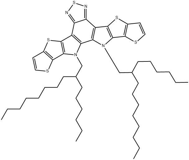 Dithieno[2'',3'':4',5']thieno[2',3':4,5]pyrrolo[3,2-e:2',3'-g][2,1,3]benzothiadiazole, 12,13-bis(2-hexyldecyl)-12,13-dihydro- Structure