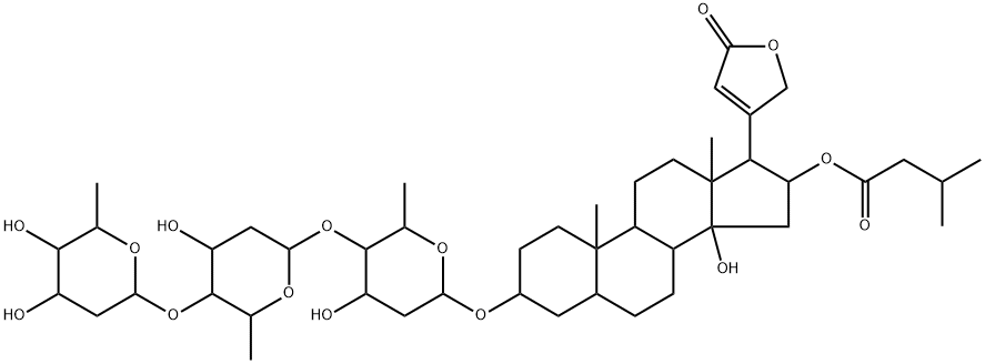 26184-94-1 3β-[[4-O-[4-O-(2,6-Dideoxy-β-D-ribo-hexopyranosyl)-2,6-dideoxy-β-D-ribo-hexopyranosyl]-2,6-dideoxy-β-D-ribo-hexopyranosyl]oxy]-14-hydroxy-16β-(3-methyl-1-oxobutoxy)-5β-card-20(22)-enolide