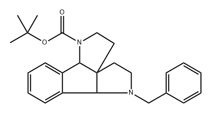 tert-Butyl 6-benzyl-2,3,4,5,6,6a-hexahydroindeno[1,2-b:3,2-b']dipyrrole-1(10bH)-carboxylate 化学構造式