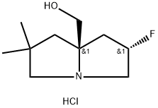 rel-((6S,7aR)-6-Fluoro-2,2-dimethyltetrahydro-1H-pyrrolizin-7a(5H)-yl)methanol hydrochloride Structure