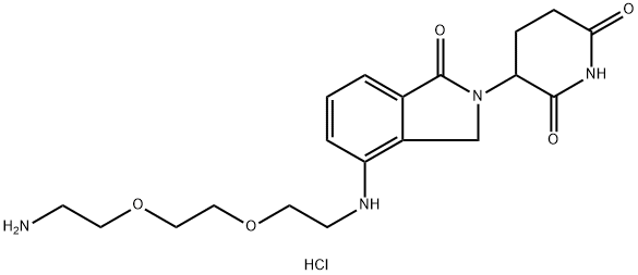 2,6-Piperidinedione, 3-[4-[[2-[2-(2-aminoethoxy)ethoxy]ethyl]amino]-1,3-dihydro-1-oxo-2H-isoindol-2-yl]-, hydrochloride (1:2) 结构式