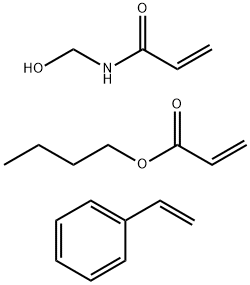 2-丙烯酸丁酯与苯乙烯和N-羟甲基-2-丙烯酰胺的聚合物,26337-53-1,结构式