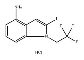 1H-Indol-4-amine, 2-iodo-1-(2,2,2-trifluoroethyl)-, hydrochloride (1:1) 化学構造式