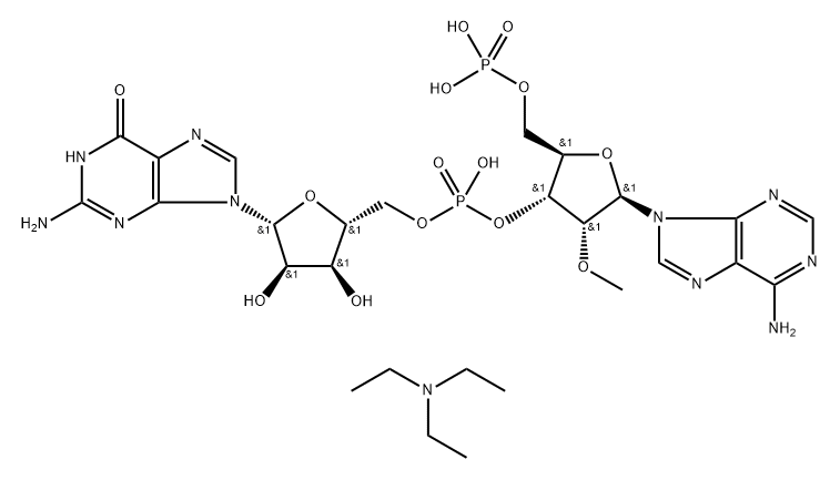 2′-O-甲基-5′-O-膦酰基腺苷酰基-(3′→5′)-鸟苷, 2638447-50-2, 结构式