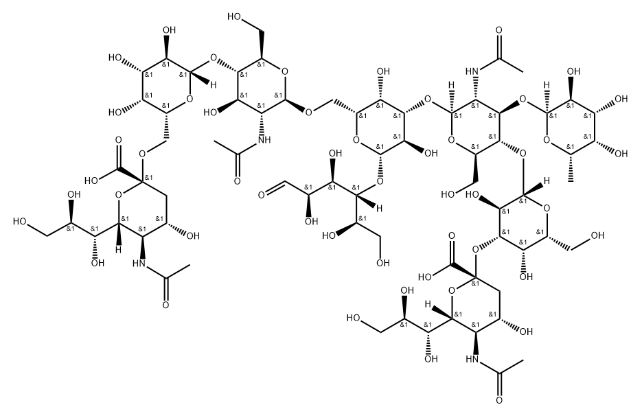 Disialylmonofucosyl lacto-N-hexaose 化学構造式