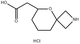 2-{5-oxa-2-azaspiro[3.5]nonan-6-yl}acetic acid hydrochloride 化学構造式