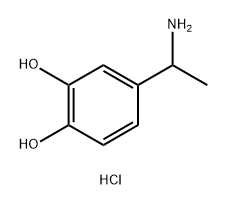 4-(1-aminoethyl)benzene-1,2-diol hydrochloride 结构式