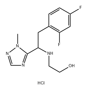 2-{[2-(2,4-difluorophenyl)-1-(1-methyl-1H-1,2,4-triazol-5-yl)ethyl]amino}ethan-1-ol hydrochloride 化学構造式