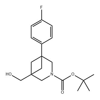 tert-butyl 1-(4-fluorophenyl)-5-(hydroxymethyl)-3-azabicyclo[3.1.1]heptane-3-carboxylate Struktur