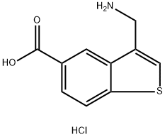 3-(aminomethyl)-1-benzothiophene-5-carboxylic acid hydrochloride 结构式