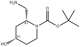 1-Piperidinecarboxylic acid, 2-(aminomethyl)-4-hydroxy-, 1,1-dimethylethyl ester… 结构式