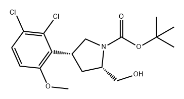 tert-butyl (2S,4R)-4-(2,3-dichloro-6-methoxyphenyl)-2-(hydroxymethyl)pyrrolidine-1-carboxylate Struktur