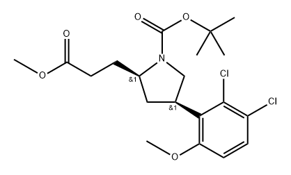 tert-butyl (2R,4R)-4-(2,3-dichloro-6-methoxyphenyl)-2-(3-methoxy-3-oxopropyl)pyrrolidine-1-carboxylate 结构式