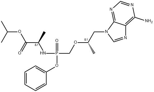 D-Alanine, N-[[[(1S)-2-(6-amino-9H-purin-9-yl)-1-methylethoxy]methyl]phenoxyphosphinyl]-, 1-methylethyl ester Structure