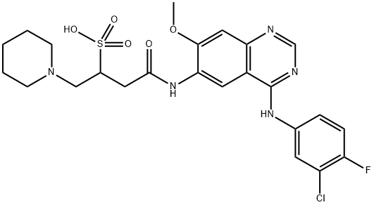 1-Piperidineethanesulfonic acid, α-[2-[[4-[(3-chloro-4-fluorophenyl)amino]-7-methoxy-6-quinazolinyl]amino]-2-oxoethyl]- Structure