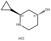 4-Piperidinol, 2-cyclopropyl-, hydrochloride (1:1), (2R,4R)-rel- Struktur