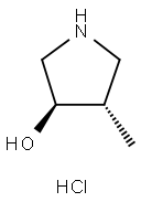 (3R,4S)-4-甲基吡咯烷-3-醇盐酸盐 结构式