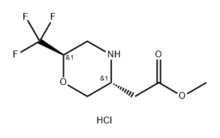 rac-methyl 2-[(3R,6R)-6-(trifluoromethyl)morpholin-3-yl]acetate hydrochloride, trans Struktur