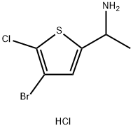 1-(4-bromo-5-chlorothiophen-2-yl)ethan-1-amine hydrochloride 化学構造式