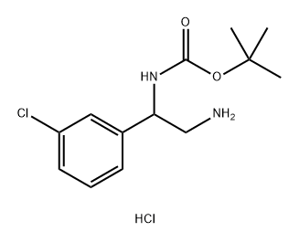tert-butyl N-[2-amino-1-(3-chlorophenyl)ethyl]carbamate hydrochloride 化学構造式