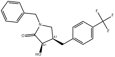 (3R,4R)-3-Hydroxy-1-(phenylmethyl)-4-[[4-(trifluoromethyl)phenyl]methyl]-2-pyrro… Struktur