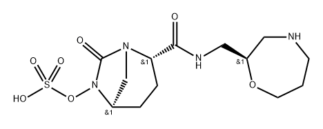 (2S,5R)-2-((((R)-1,4-OXAZEPAN-2-YL)METHYL)CARBAMOYL)-7-OXO-1,6-DIAZABICYCLO[3.2.1]OCTAN-6-YL HYDROGE 结构式