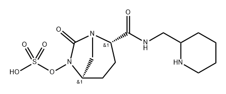 (2S,5R)-7-oxo-2-((piperidin-2-ylmethyl)carbamoyl)-1,6-diazabicyclo[3.2.1]octan-6-yl hydrogen sulfate 结构式