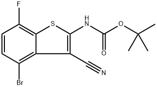 叔丁基(4-溴-3-氰基-7-氟苯并[B]噻吩-2-基)氨基甲酸酯,2649788-79-2,结构式