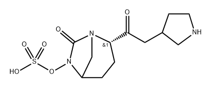 (2S,5R)-7-oxo-2-(2-(pyrrolidin-3-yl)acetyl)-1,6-diazabicyclo[3.2.1]octan-6-yl hydrogen sulfate Struktur